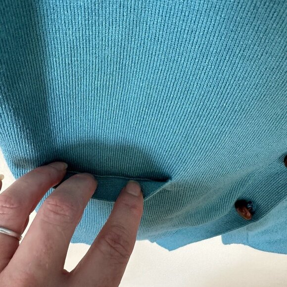 Vintage Rafaela Teal Blue Brown Button Slim Fit Womens Vest Size Small Pockets - Picture 7 of 9